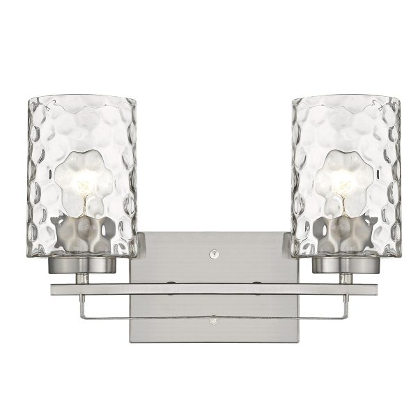 Silver Metal and Pebbled Glass Two Light Wall Sconce By Homeroots Supply - Image 4