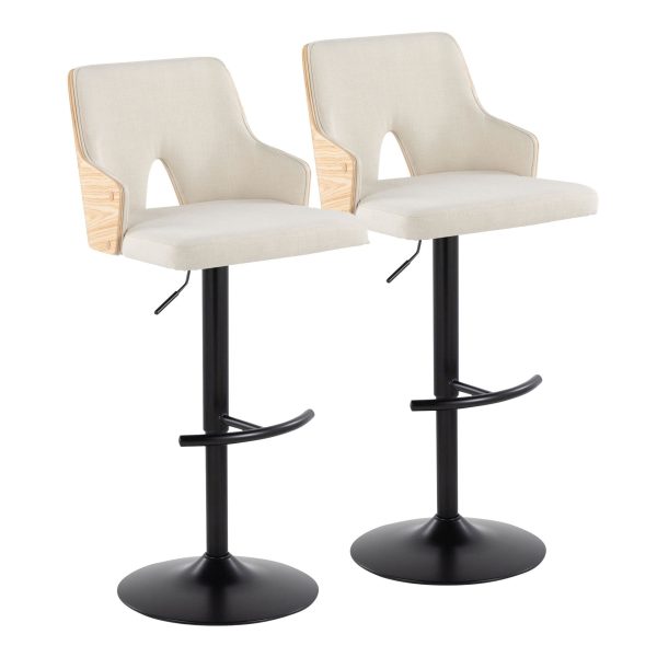 Stella Adjustable Barstool - Set of 2 Cream By LumiSource Supply - Image 3