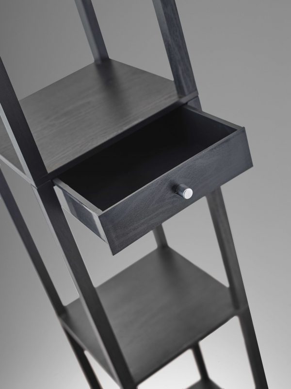 Black Wood Finish Floor Lamp with Display Shelf and Storage Drawer By Homeroots Hot on Sale - Image 2