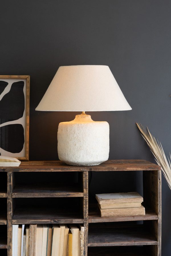 Cylinder Paper Mache Table Lamp Base W Fabric Lamp Shade By Kalalou Online Sale