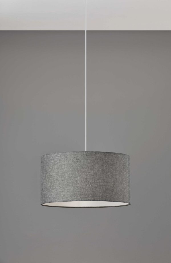 White Fabric Sleek Drum Pendant Lamp Discount - Image 3