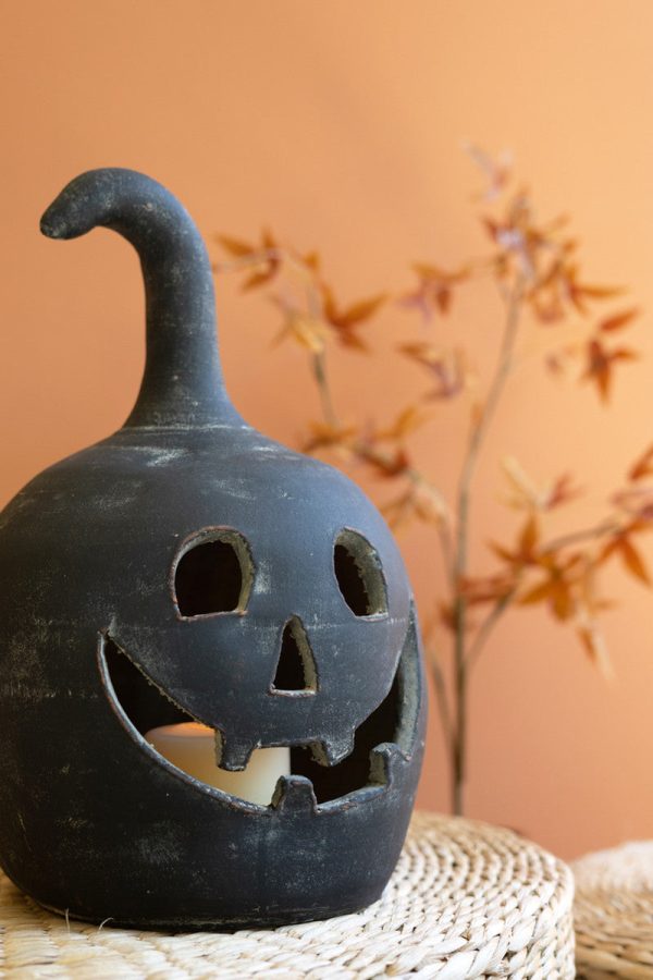 Black Clay Jack-O-Lanterns Set Of 2 By Kalalou Supply - Image 2