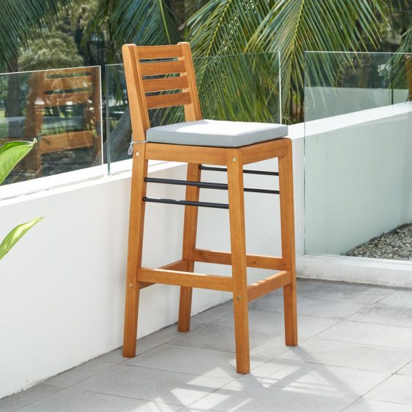 Light Wood Bar Chair with Metal Supports By Homeroots Discount