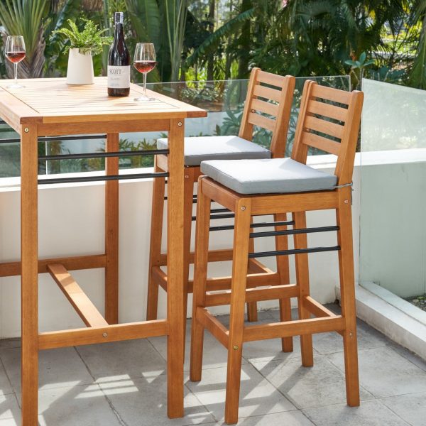Light Wood Bar Chair with Metal Supports By Homeroots Discount - Image 3