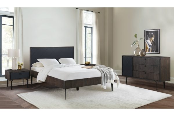 Cross Solid Oak and Metal Queen Platform Bed Frame By Armen Living Online - Image 3