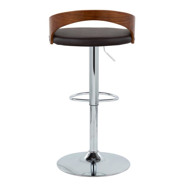 Grotto Adjustable Height Barstool - Set of 2 Walnut Brown PU By LumiSource Online Sale - Image 4