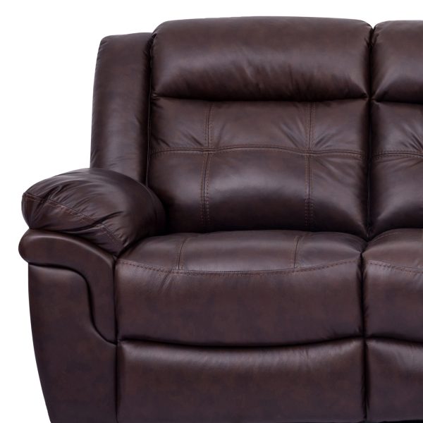 Marcel Manual Reclining Sofa in Dark Brown Leather By Armen Living on Sale - Image 5