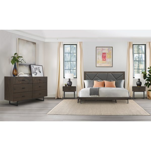 Marquis 1 Drawer Oak Wood Nighstand with Black Metal Legs By Armen Living Online now - Image 3