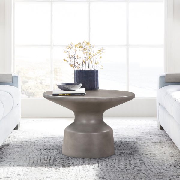 Sephie Round Pedastal Coffee Table in Grey Concrete By Armen Living Supply
